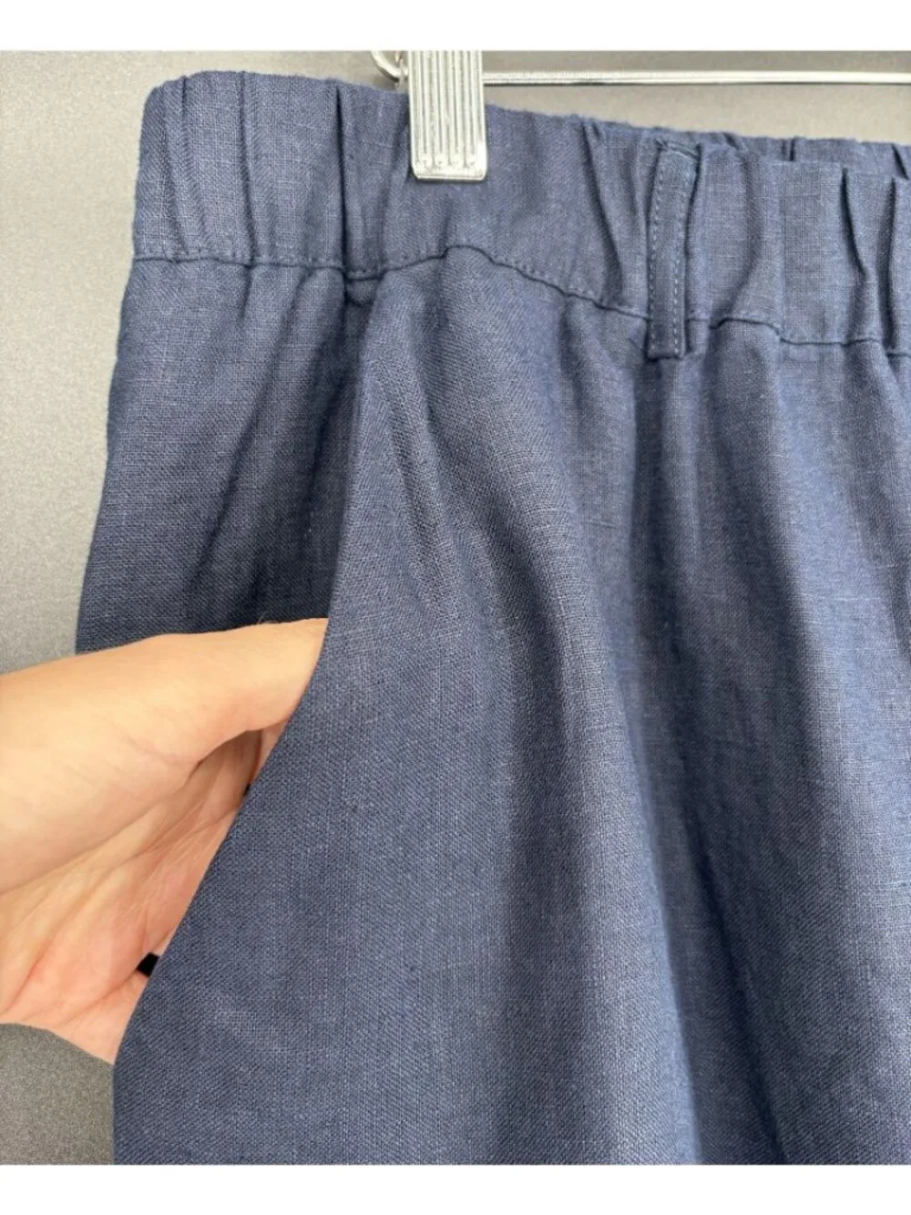 NWT Quince Womens 100% European Linen Pants Large Deep Navy Coastal Quiet Luxury